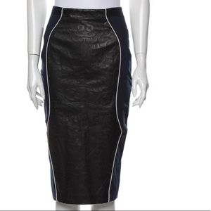Katharine Kidd high rise pencil Skirt jacquard Colorblock ruffle‎ knee length